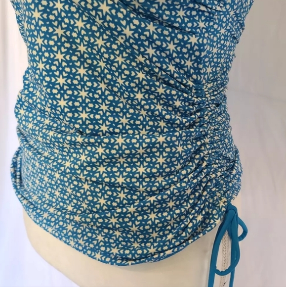 New Boden Blue Ruched Sardinia Tankini Top US 8 Geometric - Picture 3 of 6